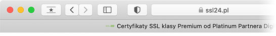 Wygląd certyfikatu SSL w przeglądarce Safari